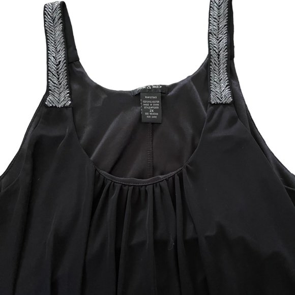Sam & Max Black Sheer Lined Sleeveless Camisole with Beaded Straps Woman's 2X - Picture 1 of 9